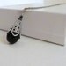 Black Necklace Czech Black Crystal Necklace Black Onyx Pendant Necklace Antique Silver Filigree Black Drop