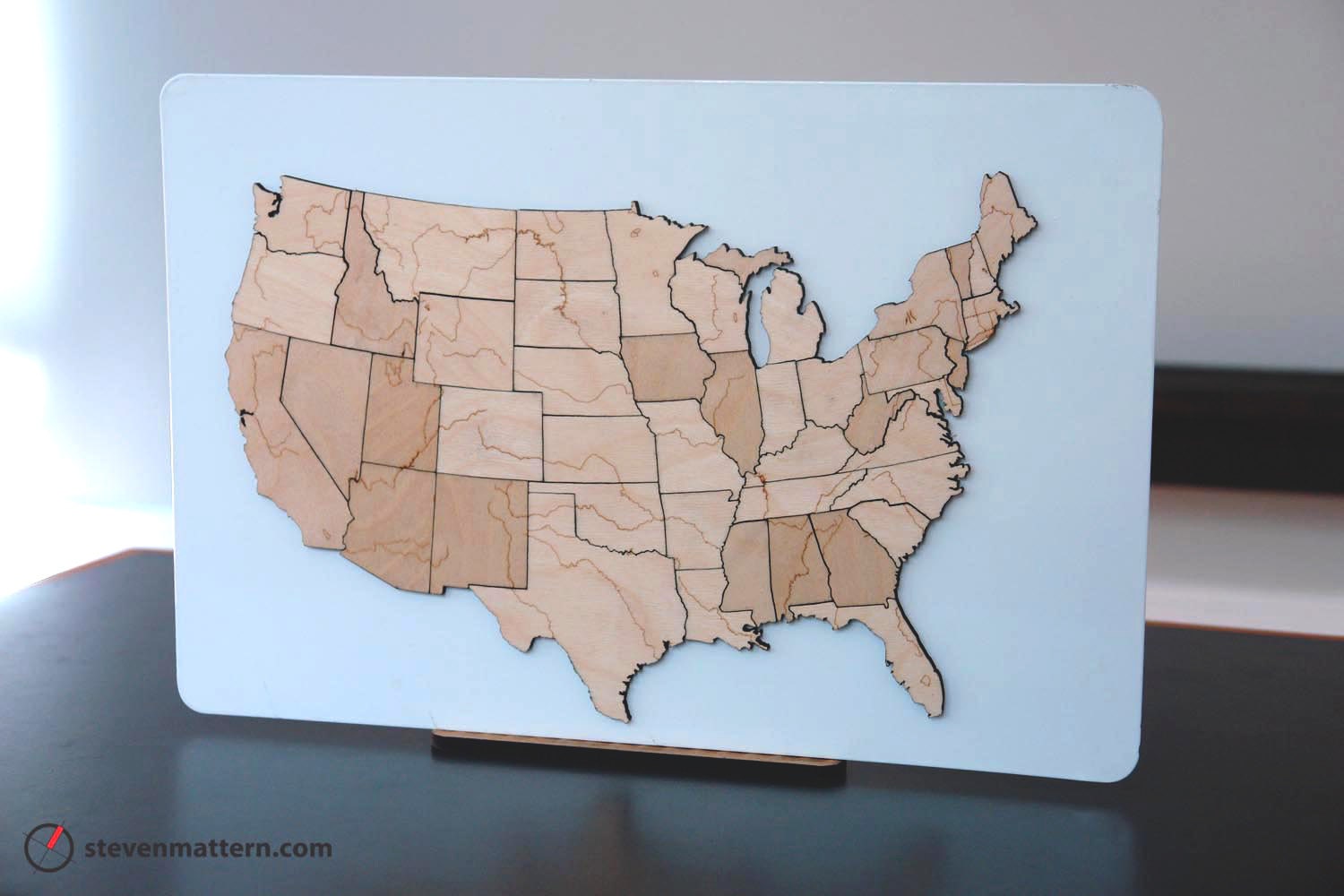USA Rivers & Lakes Map Puzzle - Birch Plywood