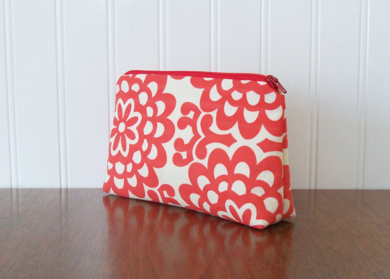 15% off entire shop - Coupon code 15OFF - Cosmetic Bag - Amy Butler Wallflower in Cherry