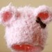Pink Bear Hat with Brown Velvet Bow