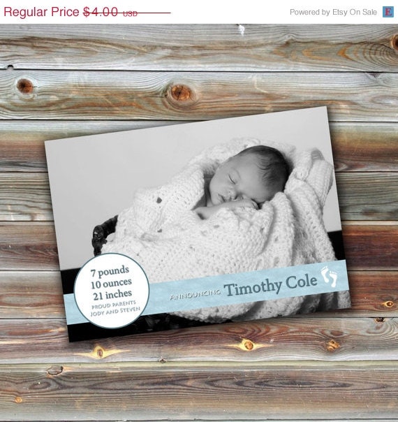 ON SALE 0232 Baby Birth Announcement Photoshop PSD Photo Card Template for Photographers - Boy Vol 2, 2 of 3 - Exact Size, Millers, Whcc or