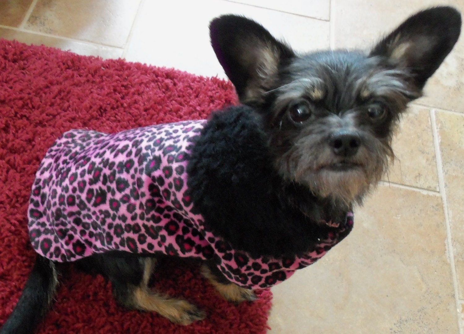 Pink Leopard Faux Fur Dog Jacket