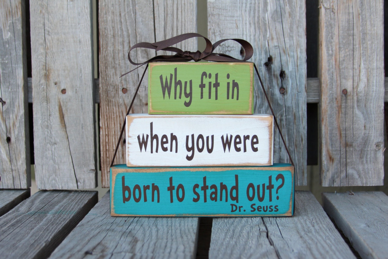 DR SEUSS Graduation Personalized Name Wood Block Set gift name nursery kids room school colors celebration birthday
