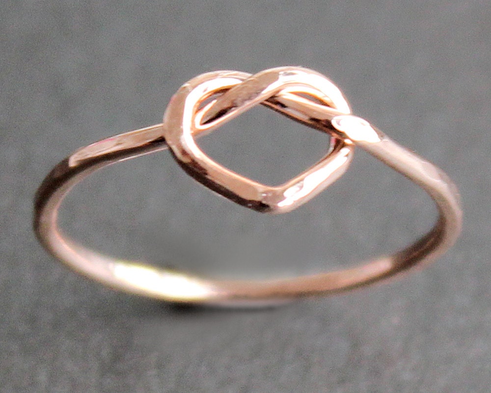 Rose Gold Vermeil Heart - Knot Ring - READY TO SHIP - (Various Sizes)