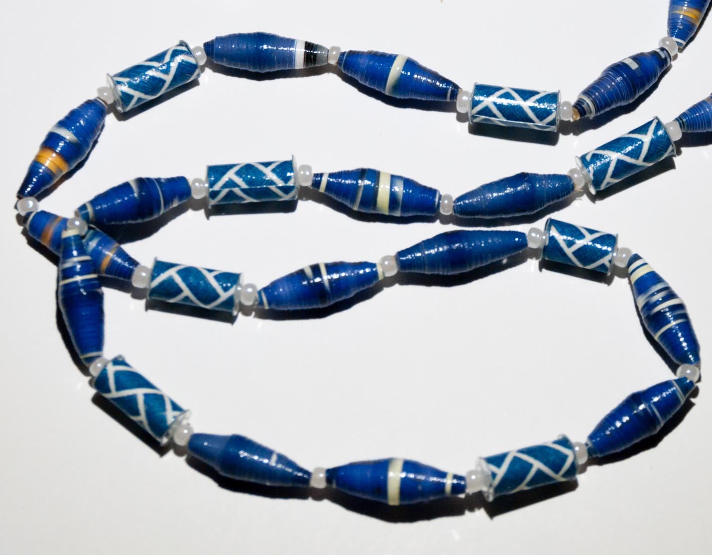 Eco Friendly Dark Monaco Blue Necklace and Earrings Set from Paper Beads
