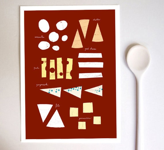 Cheese Chart Kitchen Art Print 8.3x11.7" - Gourmet Food high quality fine art print