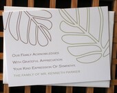 Thank You Sympathy Cards With Green and Brown Leaves - English or Spanish - Set of 36