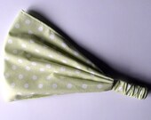Light Green White Polka Dotted Yoga Headband Tilda fabric