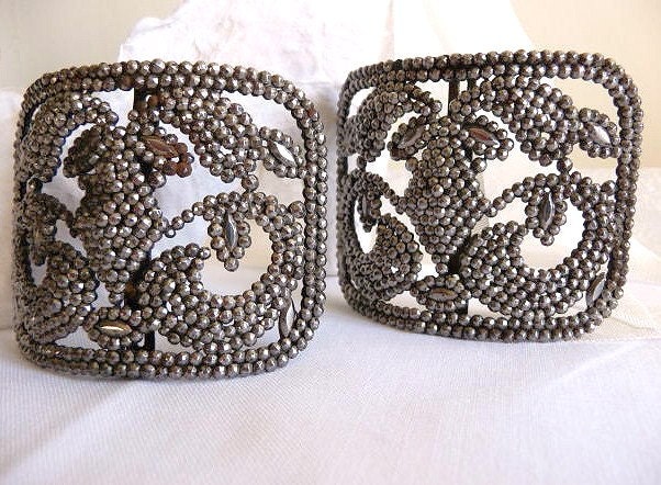 1800s Signed French cut steel buckles