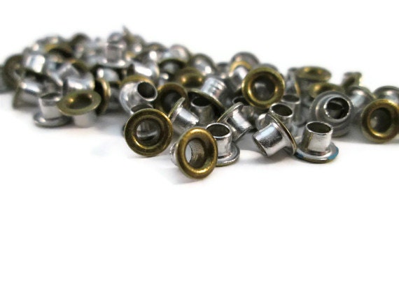 Brushed Gold, Gold Eyelets, 1/8 inch, Antique Gold, Scrapbooking, 100 Eyelets, Round Metal, Eyelets, Gold Round, Scrap Booking, Industrial