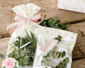 SALE - 50pcs Yellow and Green Floral Transparent  Wrapping Bags - Best wishes