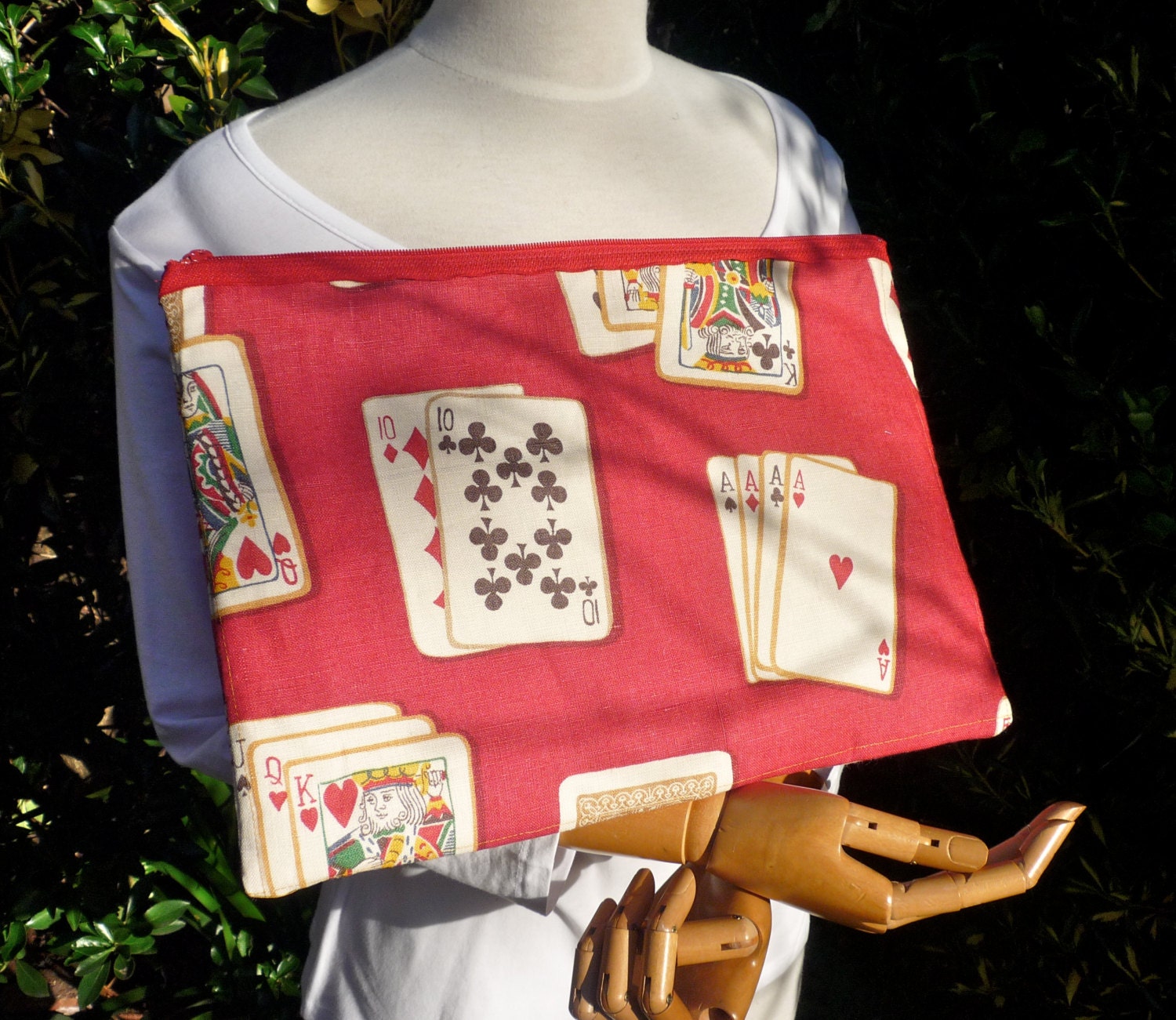 Red Linen Poker Laptop Case