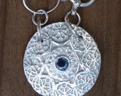 silver circles necklace, blue sapphire, light as air circle chain, made in america