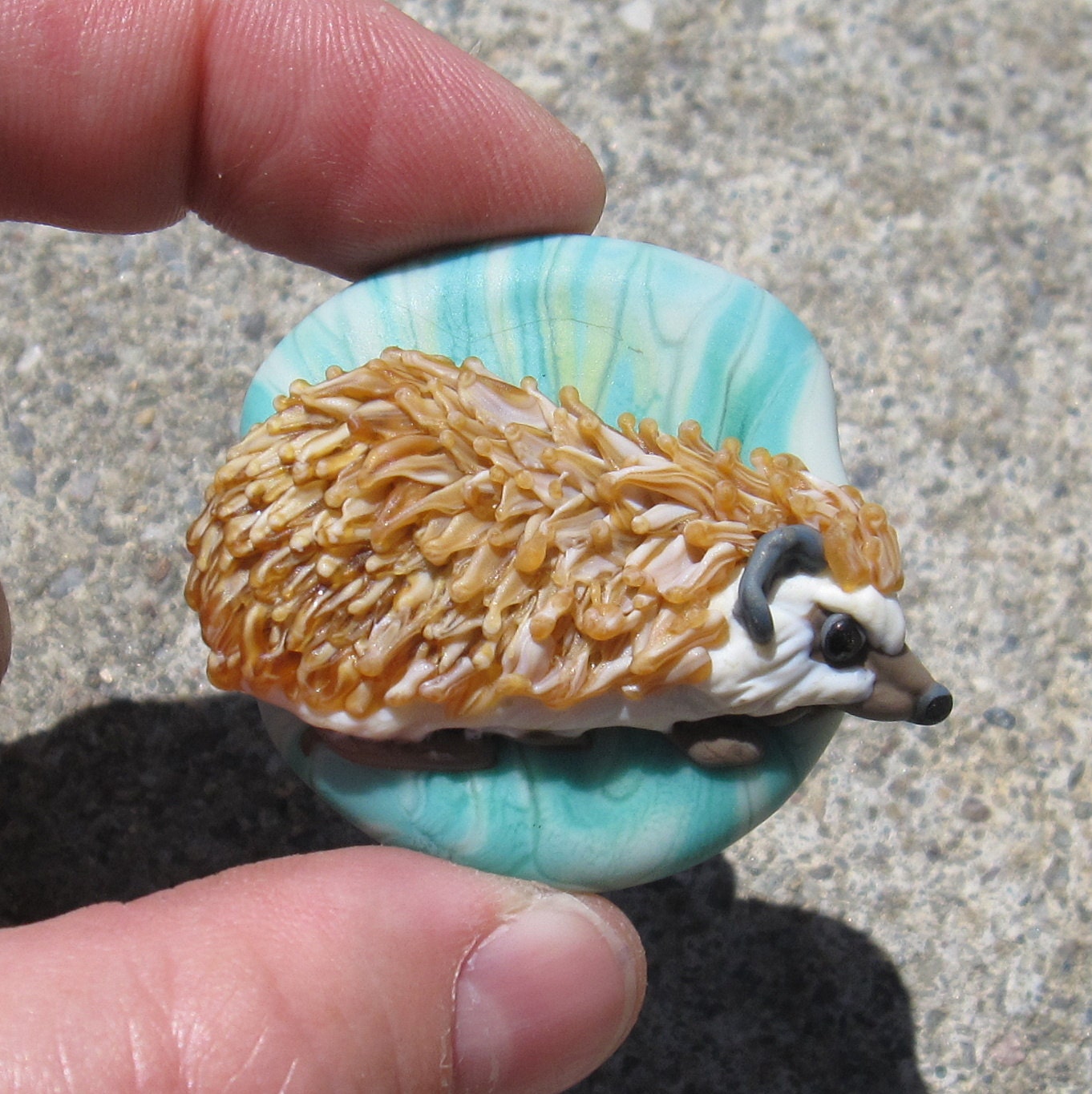 Hedgehog Focal Pendant - Lampwork Glass Sculpture Bead - SRA