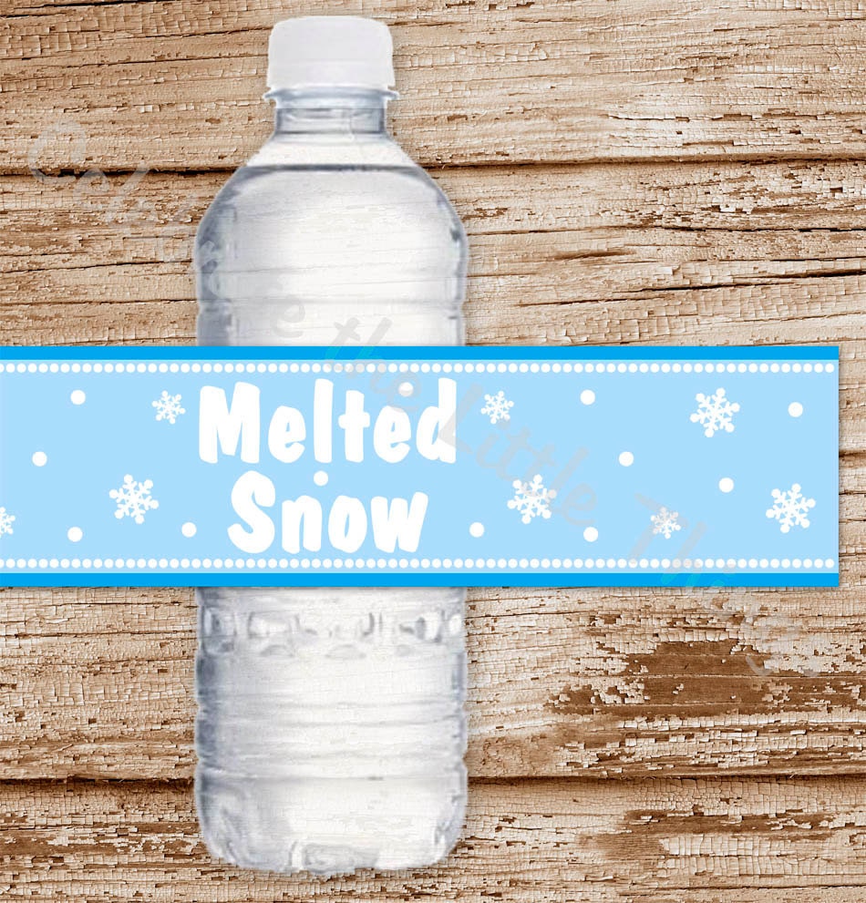 DIY Printable Snowflake Water Bottle Labels for Boys and Girls : winter wonderland, melted snow, choose PINK or BLUE Il_570xn