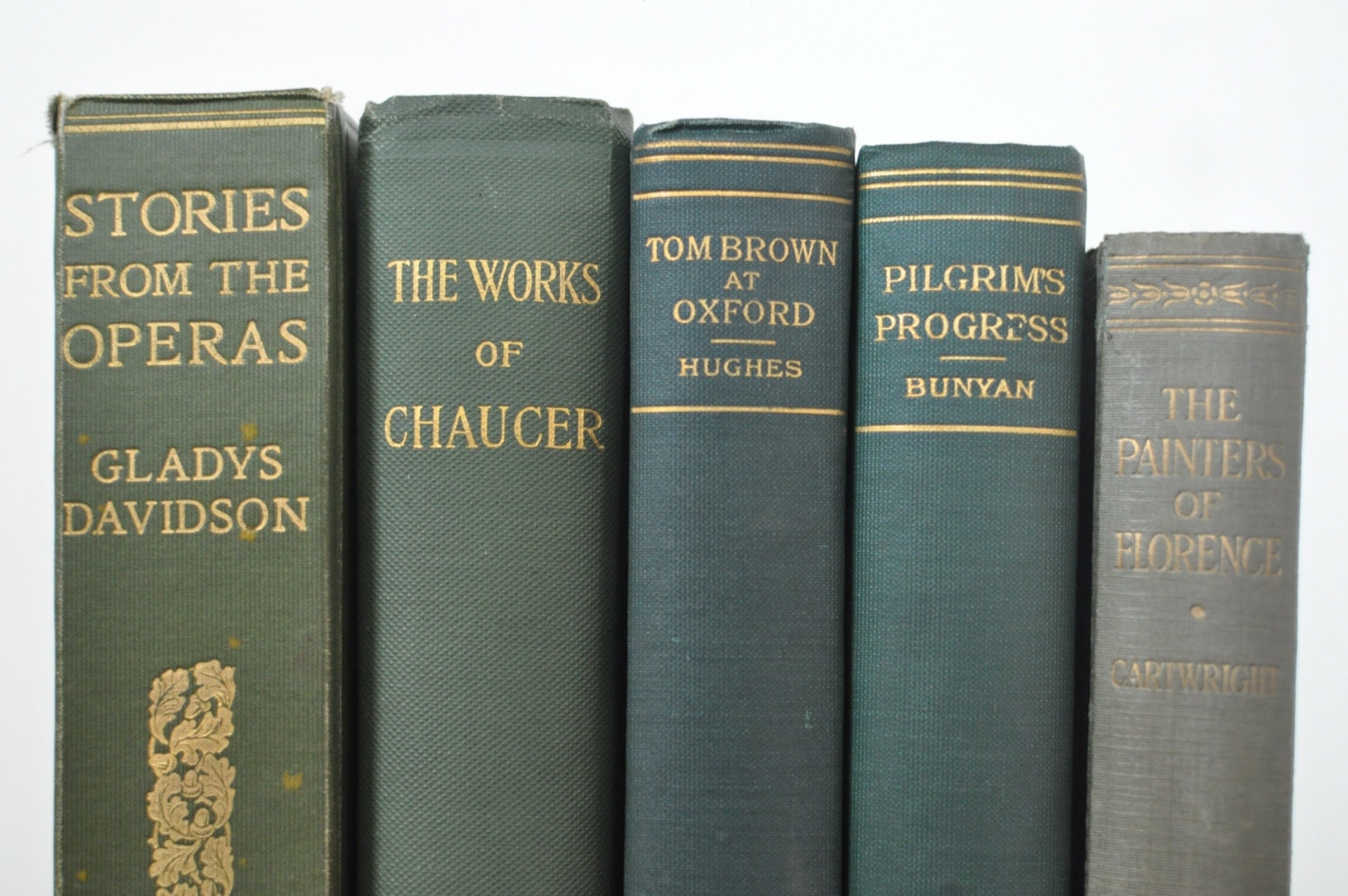 Antique Classic Literature Collection in Green and Gold