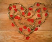 extra long crochet lariat flower necklace, red rose