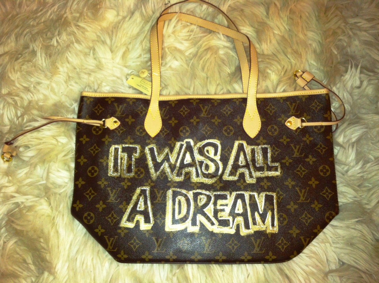 THE JUICY - It Was All A Dream Spray Painted Louis Vuitton Inspired Bag - Wearable Art - Made to Order