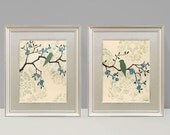 Love Bird Prints, Cottage Chic Wall Decor, Large Prints, Set of Two, 9 x 12 inches
