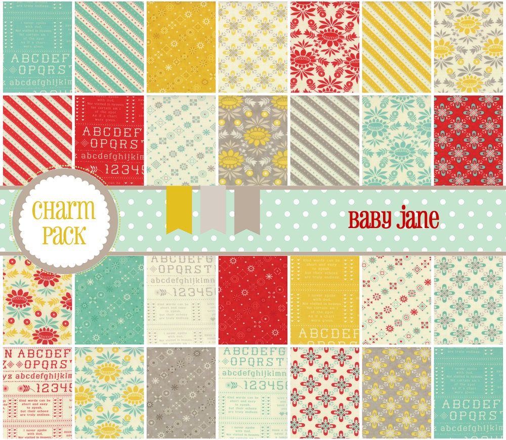 Baby Jane Charm Pack 37060PP for Moda by Julie Comstock-- Charm 5 inch 42 Quilt Fabric