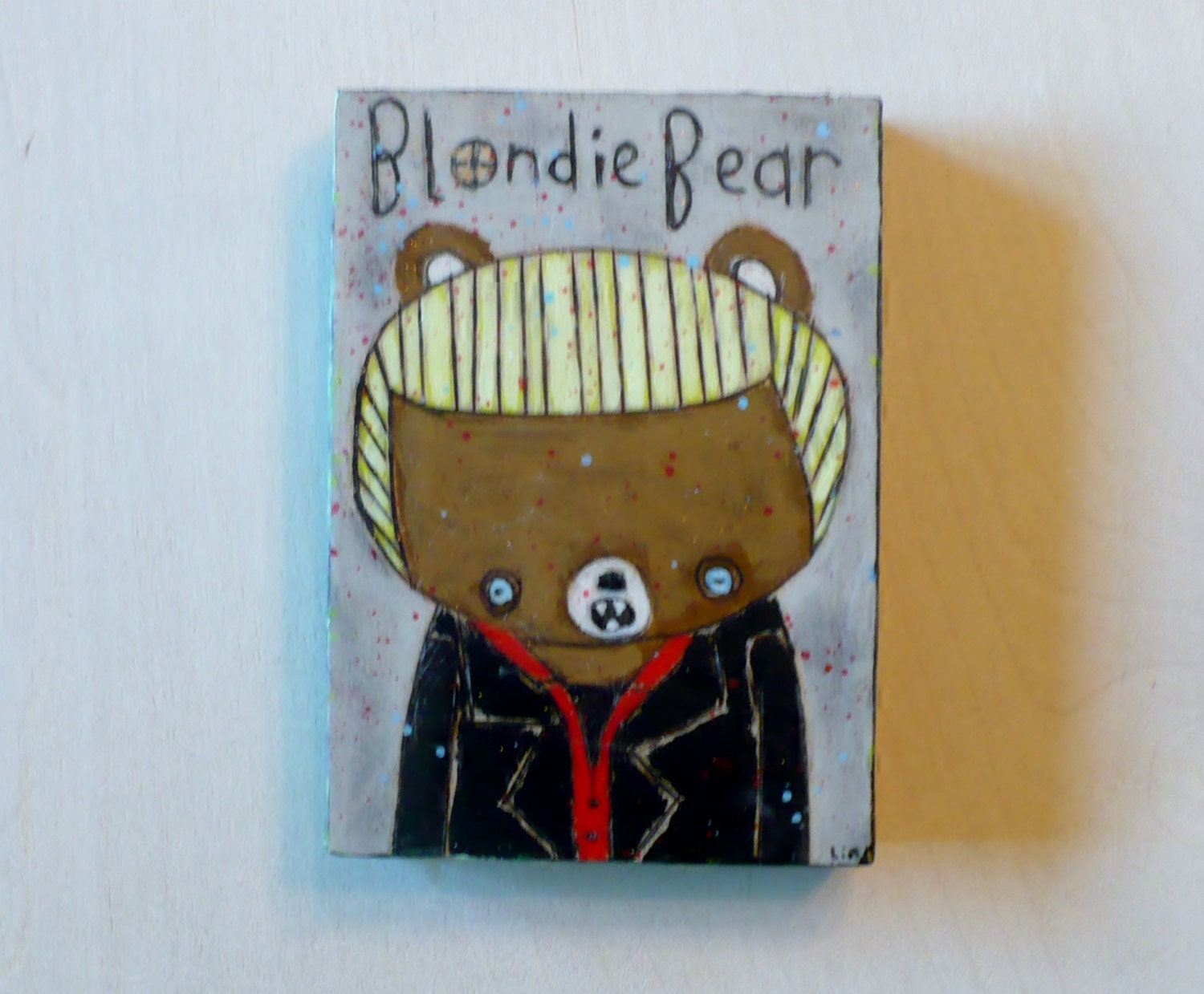 Buffy the Vampire Slayer SPIKE Blondie Bear ACEO Beeswax original mixed media painting Fantasy Sci Fi