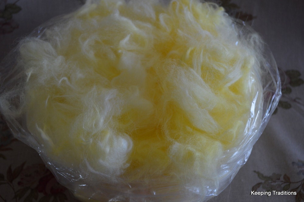Pure Hand Raised Angora Rabbit Fiber - Lemon Yellow