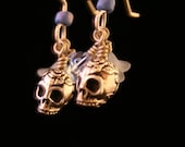 Gothic Wedding Earrings - Skull Earrings - Light Blue and Silver - Day of the Dead Earrings - gIRLY gOTH