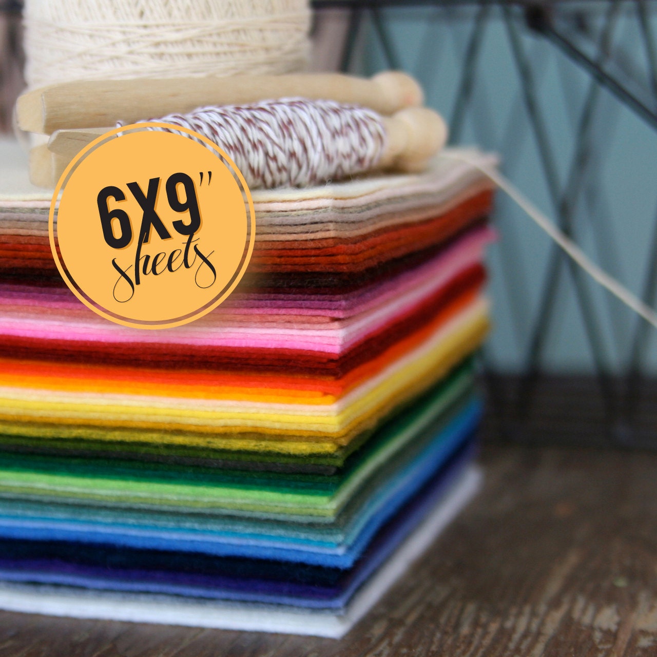 Wool blend felt: 30 6x9" sheets (choose your own colors)