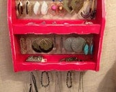 Upcycled Jewelry Organizing Display (Red Rack)