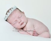 Fairytale Twin  Princess Tiara  headbands ..silver  jeweled crown with stretch for newborn 0-3mos 3-6 mos 6-9 mos 12 mos and up