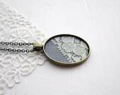 Gray Bridesmaid Jewelry, Gray Necklace, Gray Wedding Necklace, Vintage Lace, Wedding Lace Necklace Gray Jewelry