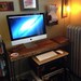 Small wood desk with mid century hairpin legs, 32" x 11.5" w x 29.5" tall, 1.65" top with drawer included, no keyboard tray