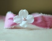 Baby Headband, Pink and Cream Newborn Headband, Baby Halo with Pearl, Great for Photo Prop