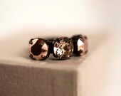 Trilogy ring  - Crystal Rose Gold- Light Silk - swarovski 8mm cabochon - antique copper ring base