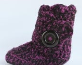 Black and Purple Sparkle Infant Crochet Scallop Wrap Boots- Choose your Size