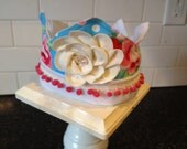 Teal, Pink and White Fabric Flower Crown - Dress Up Crown - Birthday Crown - Photo Prop - Flower Crown