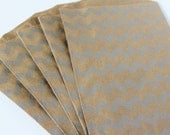 Large Kraft Silver Chevron Bags