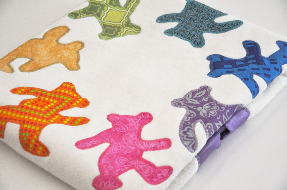 Organic Grateful Dead Dancing Bears Baby Blanket - Personalized Free for Baby Girl - Purple