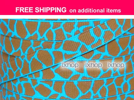 5 yards 3/8" 9mm Giraffe Brown Spot Animal Grosgrain Ribbon 7100/97 ..... FREE SHIPPING on additional items