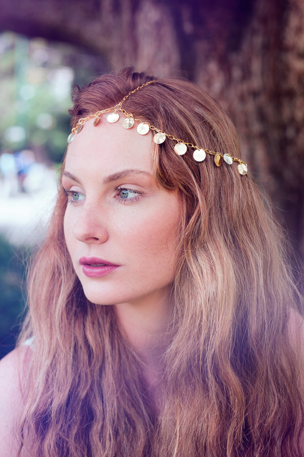 Chain Head Piece Chain Head Dress Hair Jewellery Goddess Bohemian Boho Nicole Richie Inspired Gold Coin Disc Head Chain Head Piece