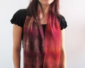 Scarf 100% Chiffon Hand-Dyed Scarf in Reds Shibori