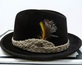 Vintage The Sovereign Stetson Fedora Dark Brown 7 1/8 Mens hat Feather & Pin