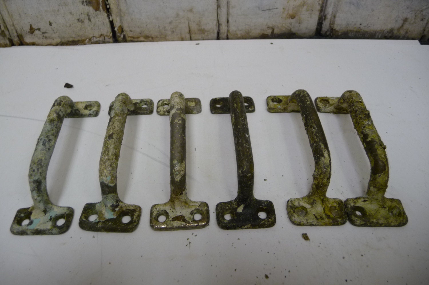 6 handles Vintage Pulls Drawer, Lid, Cabinet ,Chest ,box,  hardware Rustic Industrial