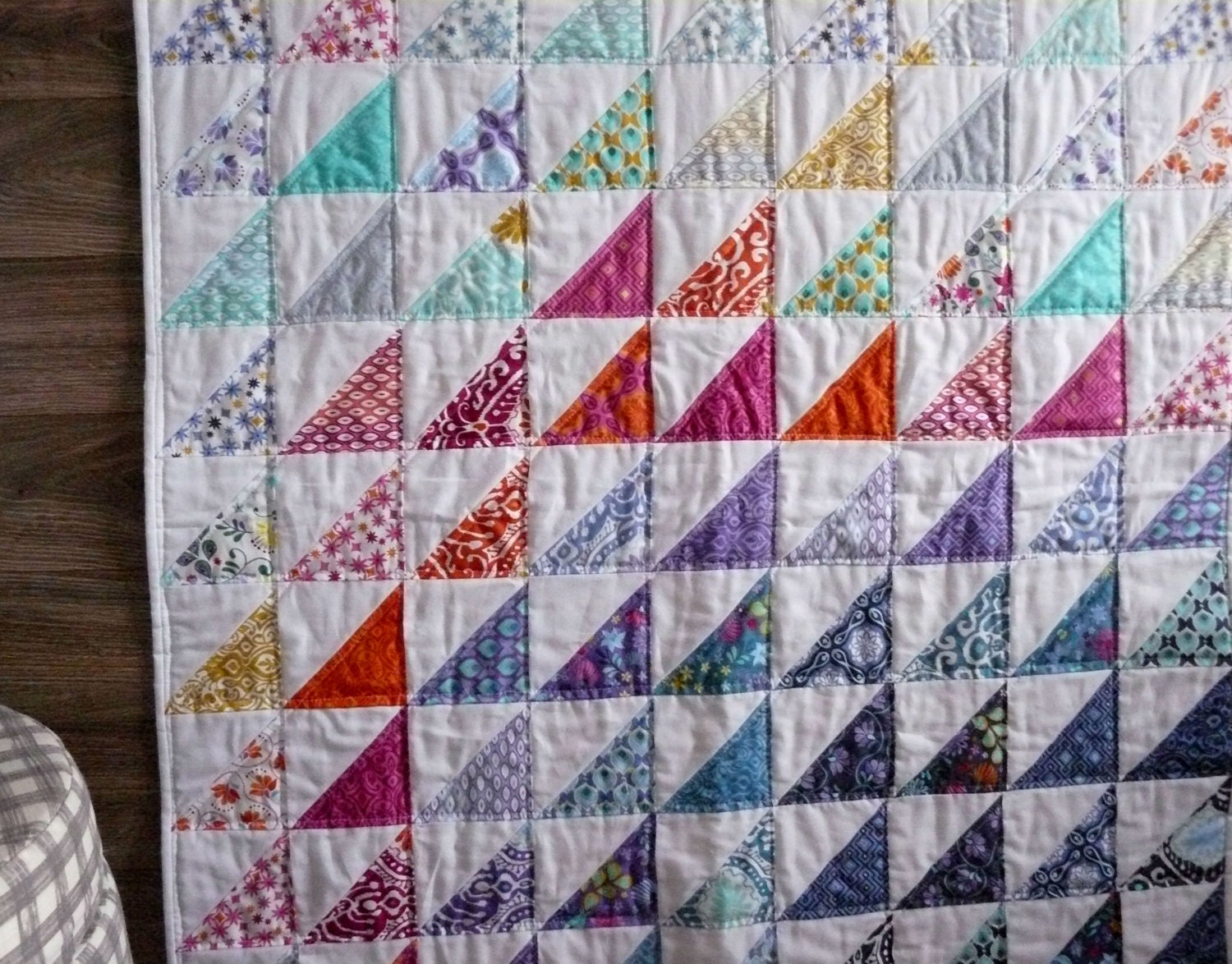 Geometric Baby Blanket, Made To Order - Triangle Quilt, modern baby quilt, baby quilt, triangle baby quilt
