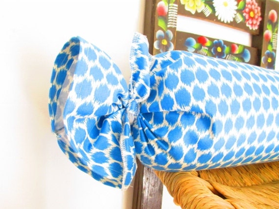 Blue Bolster Pillow, Blue Ikat Pillow, Long Ikat Pillow, Designer Pillows, Capri Blue Pillow, Ikat Cushion, Bolster Cushion, 21x30 Inch