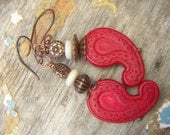 Red Paisley Earrings