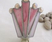Rose Pink White Iridescent Stained Glass Electric Night Light