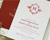 Hand Painted Monogram - Red and Pink  Invitations - Infinite Class - Wedding Invitation Sample Set