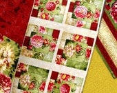 Hopes Promise Panel Medley Red Green Floral Quilt Fabric Panel Plus 2 Yards