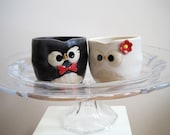 Mr and Mrs Owl Shot Glasses Cake Toppers - Wedding Keepsake Newlywed Gift - Ready to Ship